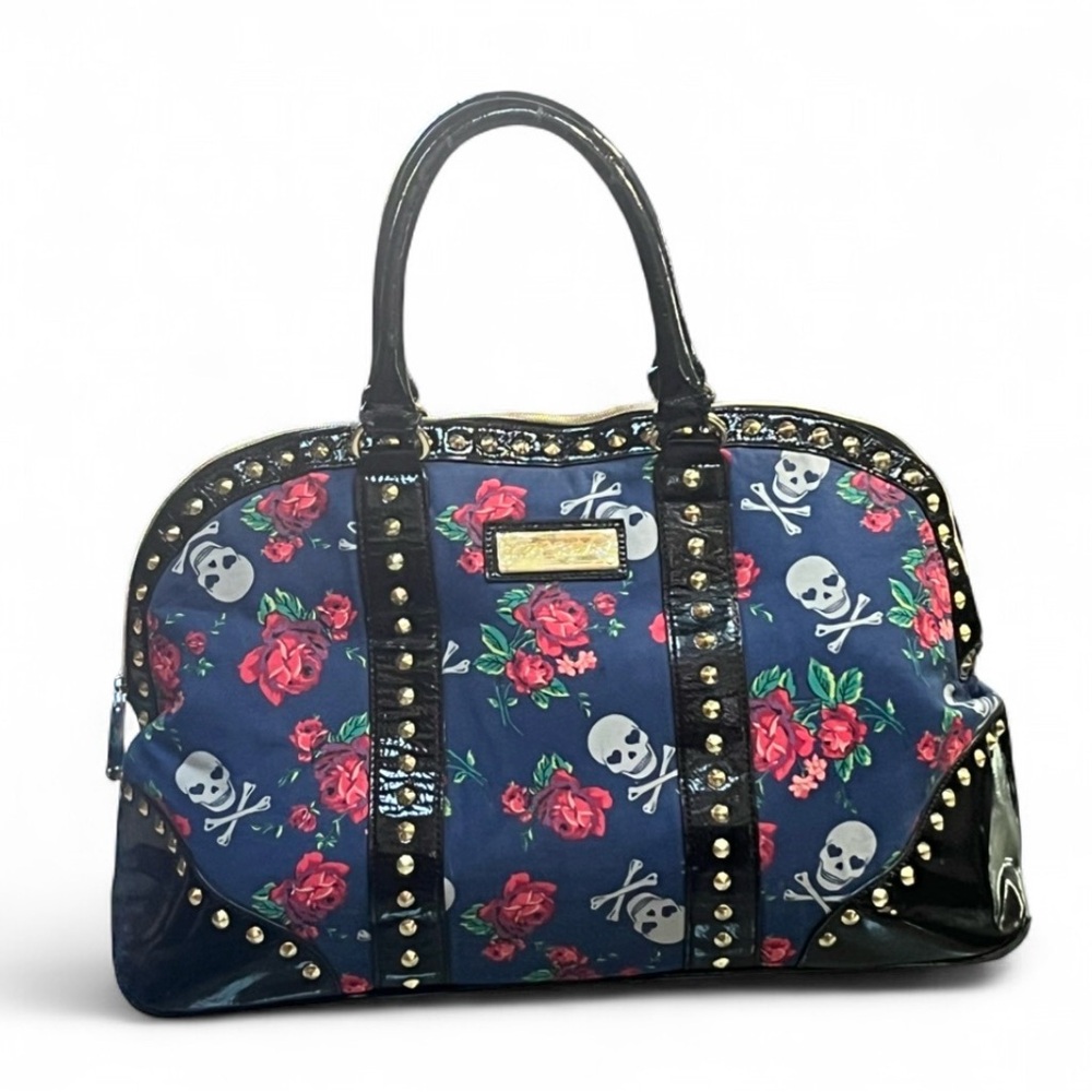 Betsey Johnson BETSEYVILLE Floral & Skull Studded Satchel